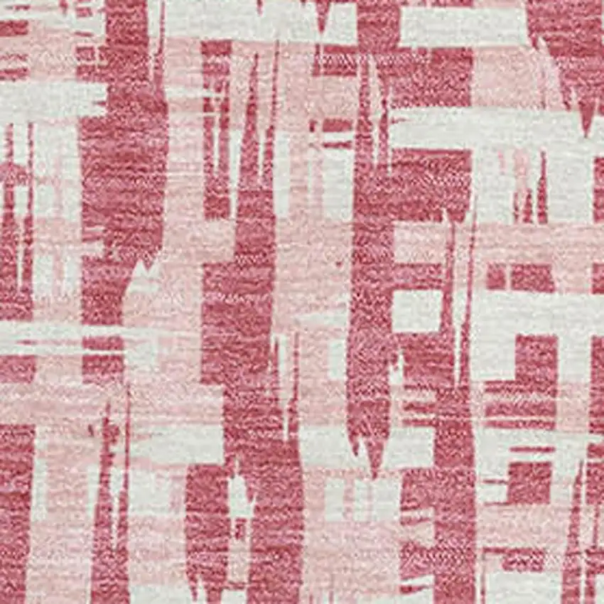 Blush Pink And Ivory Abstract Geometric Washable Area Rug With UV Protection Photo 2