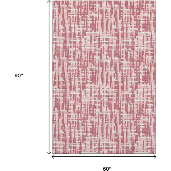Blush Pink And Ivory Abstract Geometric Washable Area Rug With UV Protection Photo 9