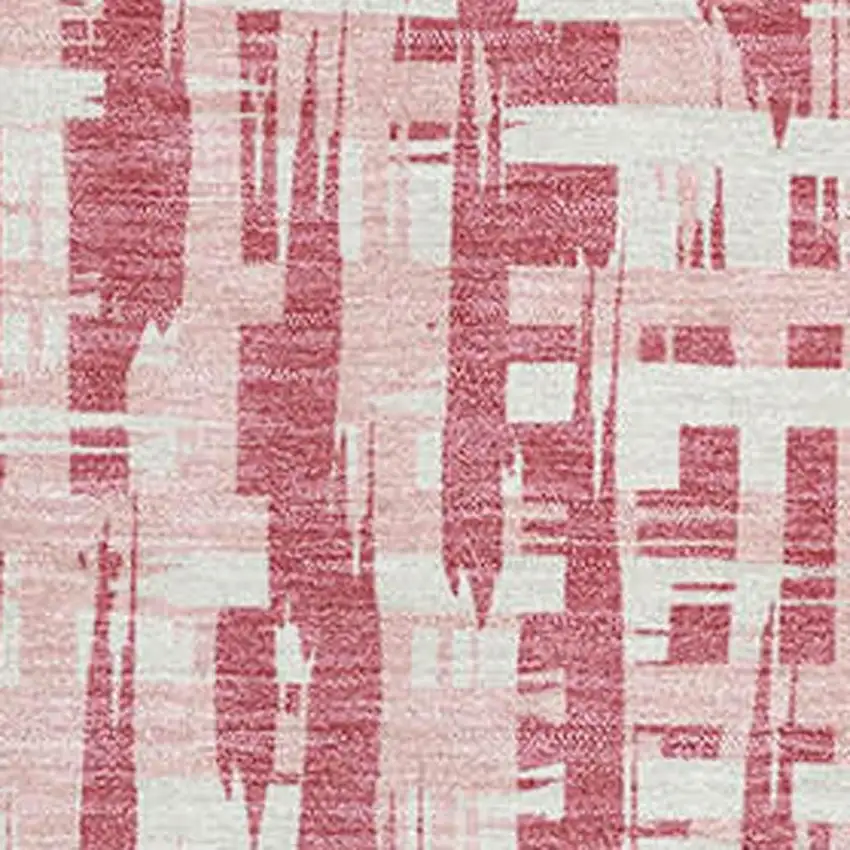 Blush Pink And Ivory Abstract Geometric Washable Area Rug With UV Protection Photo 2