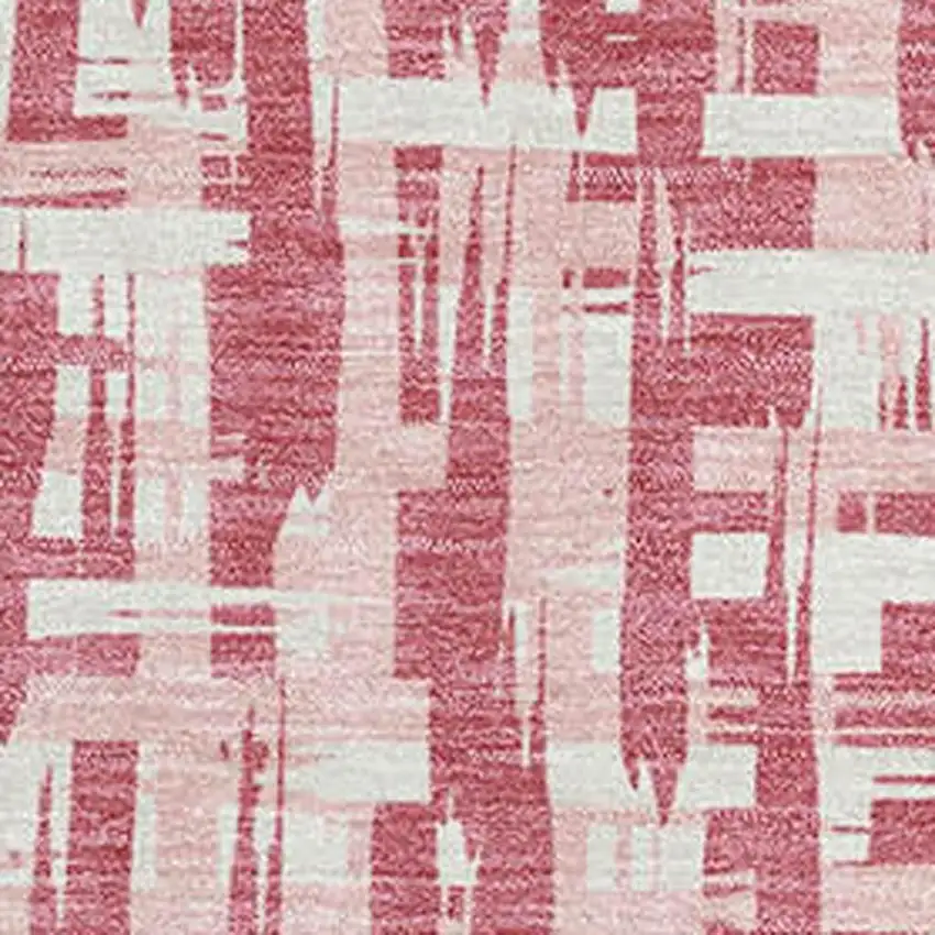 Blush Pink And Ivory Abstract Geometric Washable Area Rug With UV Protection Photo 2