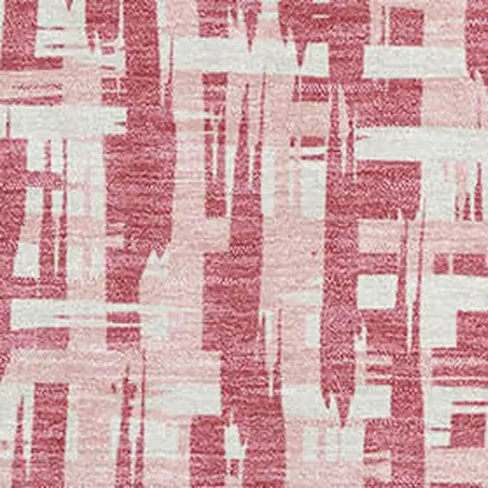 Blush Pink And Ivory Abstract Geometric Washable Area Rug With UV Protection Photo 2