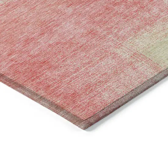 Blush Pink And Ivory Abstract Washable Indoor Outdoor Area Rug Photo 3