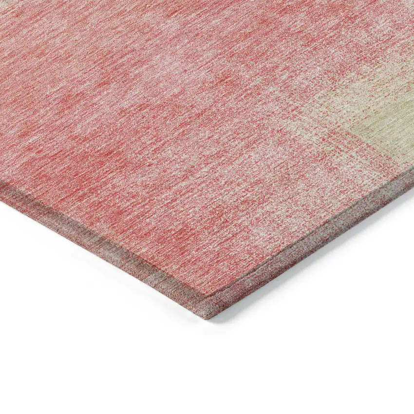 Blush Pink And Ivory Abstract Washable Indoor Outdoor Area Rug Photo 3