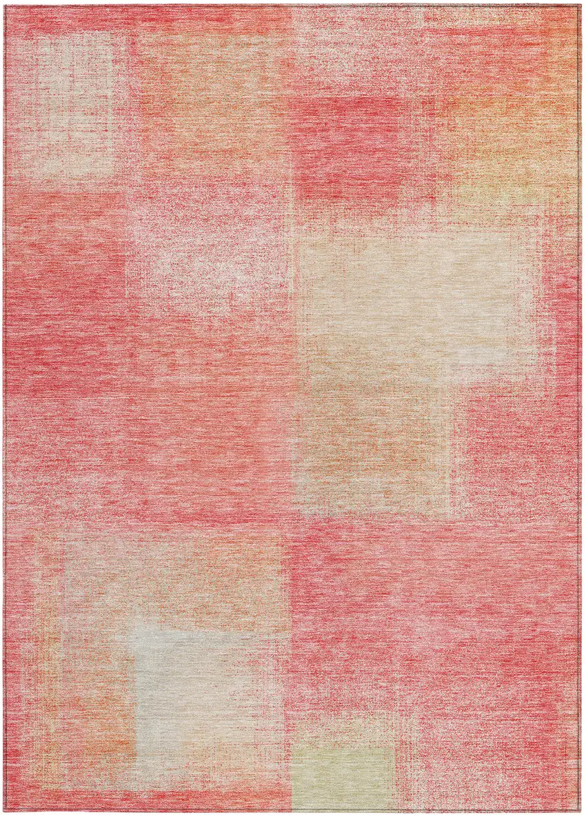 Blush Pink And Ivory Abstract Washable Indoor Outdoor Area Rug Photo 4