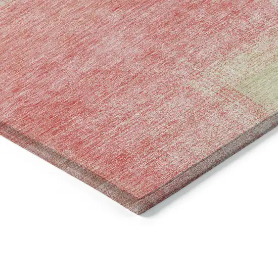 Blush Pink And Ivory Abstract Washable Indoor Outdoor Area Rug Photo 2