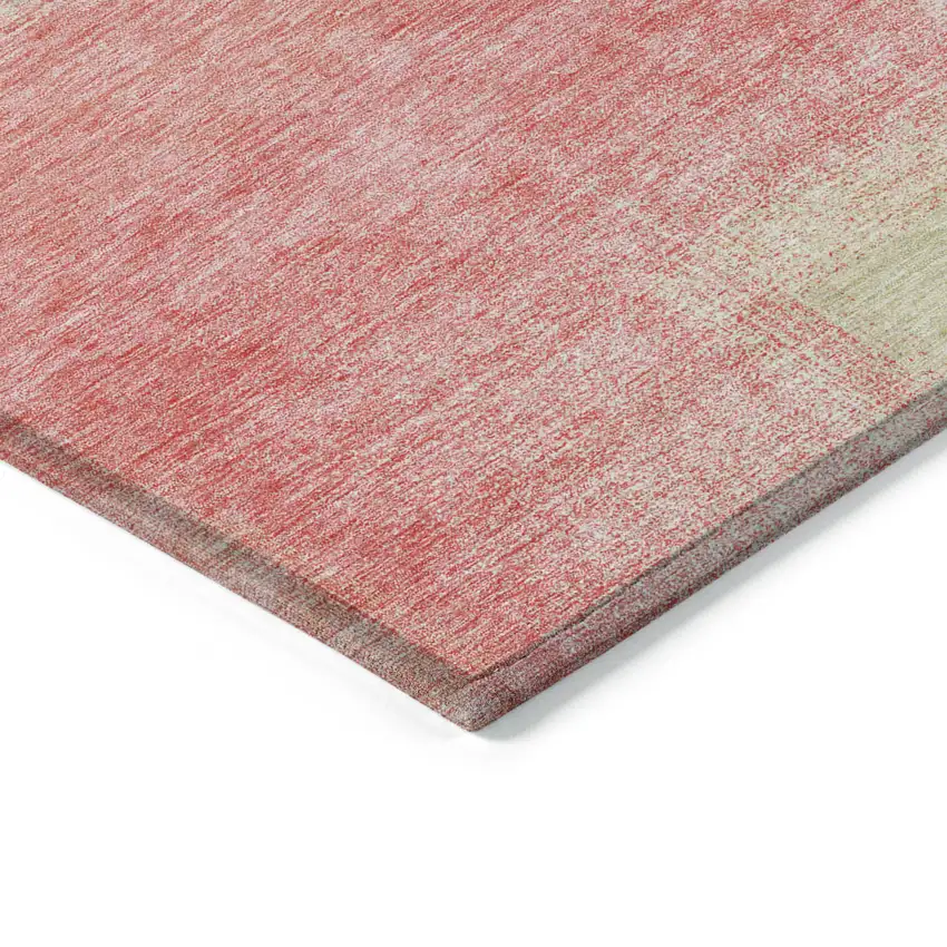 Blush Pink And Ivory Abstract Washable Indoor Outdoor Area Rug Photo 2