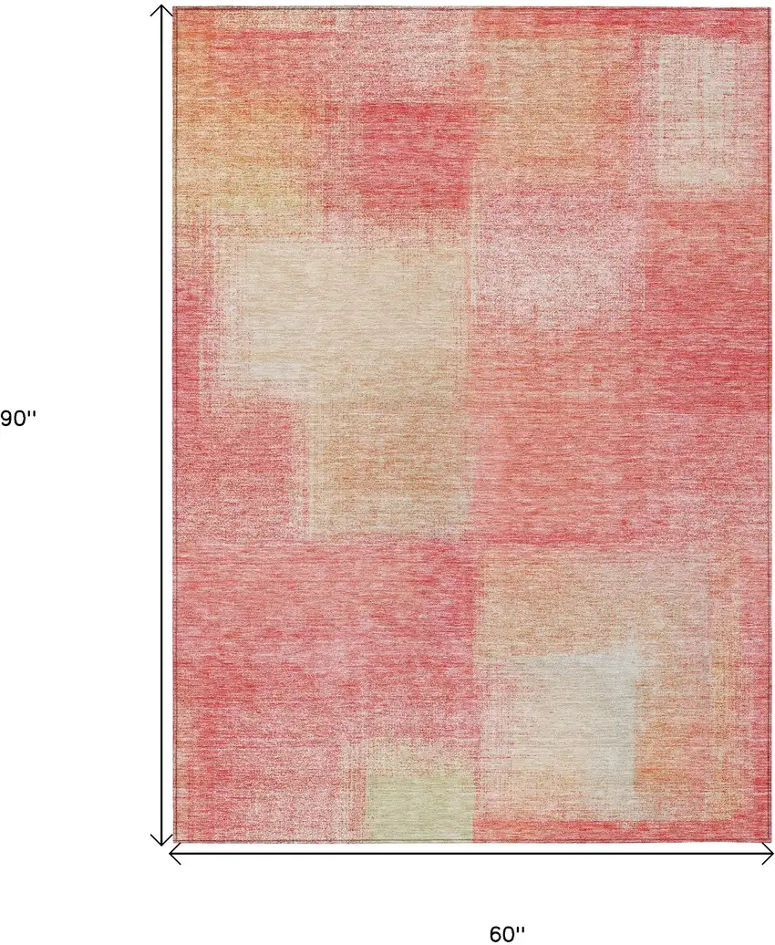 Blush Pink And Ivory Abstract Washable Indoor Outdoor Area Rug Photo 9
