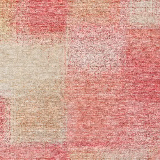 Blush Pink And Ivory Abstract Washable Indoor Outdoor Area Rug Photo 3