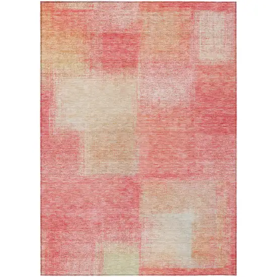 Blush Pink And Ivory Abstract Washable Indoor Outdoor Area Rug Photo 1