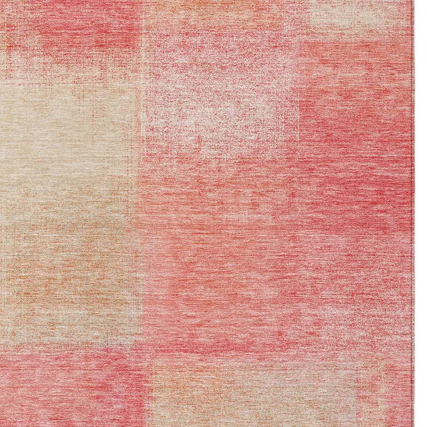 Blush Pink And Ivory Abstract Washable Indoor Outdoor Area Rug Photo 4