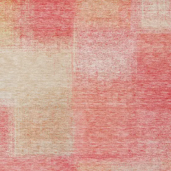 Blush Pink And Ivory Abstract Washable Indoor Outdoor Area Rug Photo 3