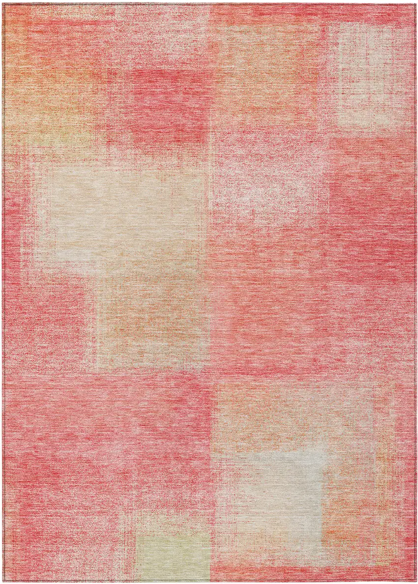 Blush Pink And Ivory Abstract Washable Indoor Outdoor Area Rug Photo 2