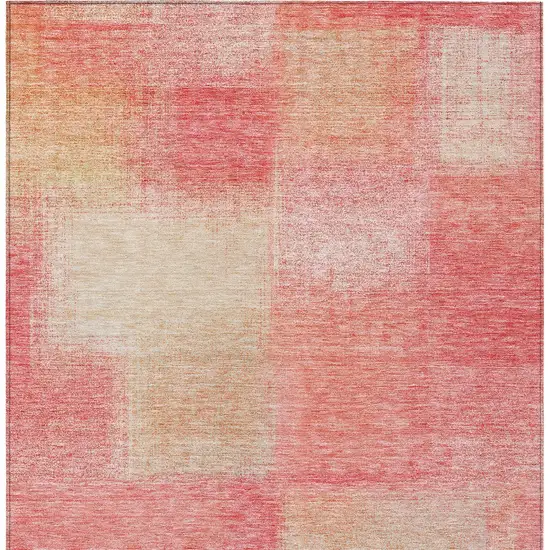 Blush Pink And Ivory Abstract Washable Indoor Outdoor Area Rug Photo 3