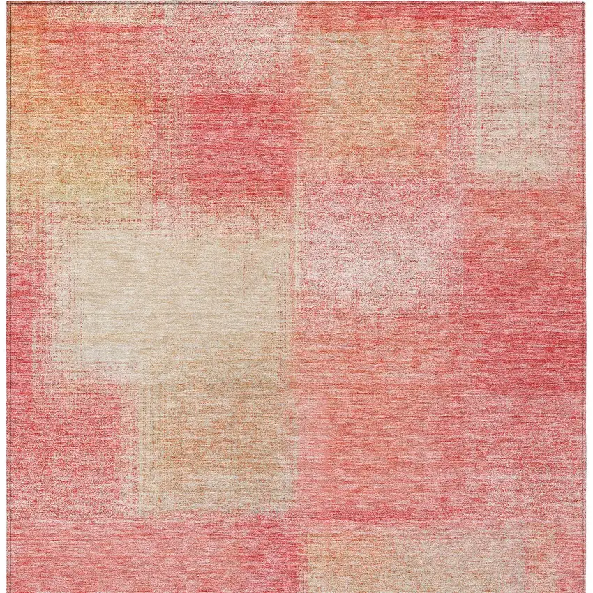 Blush Pink And Ivory Abstract Washable Indoor Outdoor Area Rug Photo 3