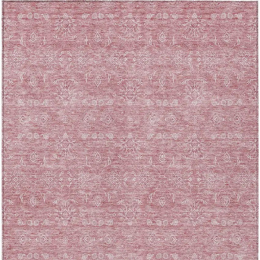 Blush Pink And Ivory Floral Washable Indoor Outdoor Area Rug Photo 3