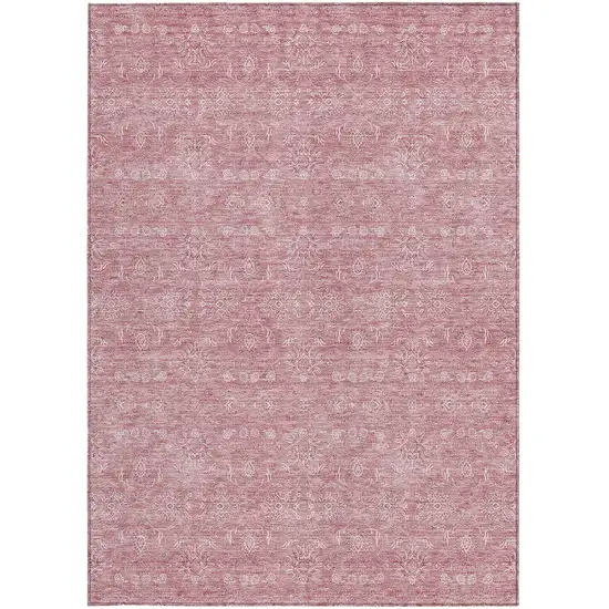 Blush Pink And Ivory Floral Washable Indoor Outdoor Area Rug Photo 4