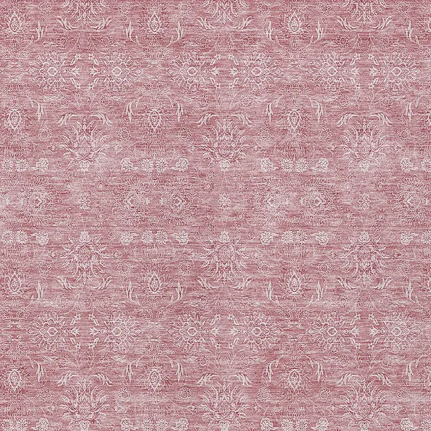 Blush Pink And Ivory Floral Washable Indoor Outdoor Area Rug Photo 3