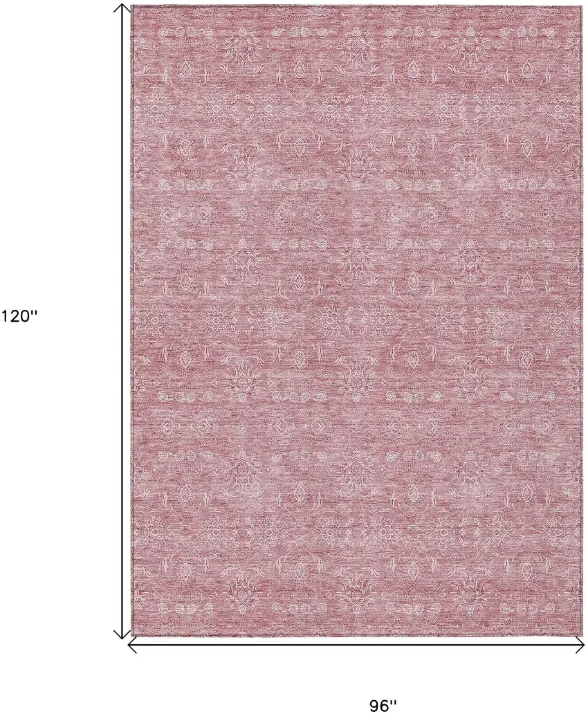 Blush Pink And Ivory Floral Washable Indoor Outdoor Area Rug Photo 9