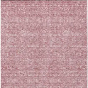 Photo of Blush Pink And Ivory Floral Washable Indoor Outdoor Area Rug