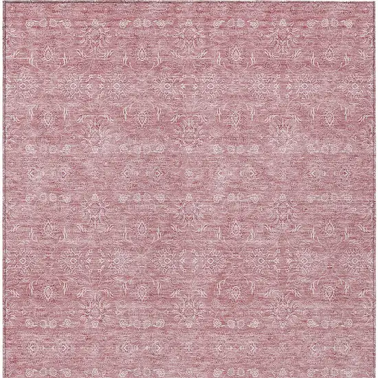 Blush Pink And Ivory Floral Washable Indoor Outdoor Area Rug Photo 4