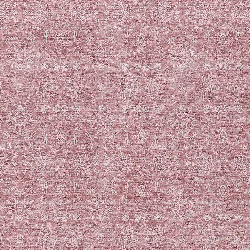 Blush Pink And Ivory Floral Washable Indoor Outdoor Area Rug Photo 3