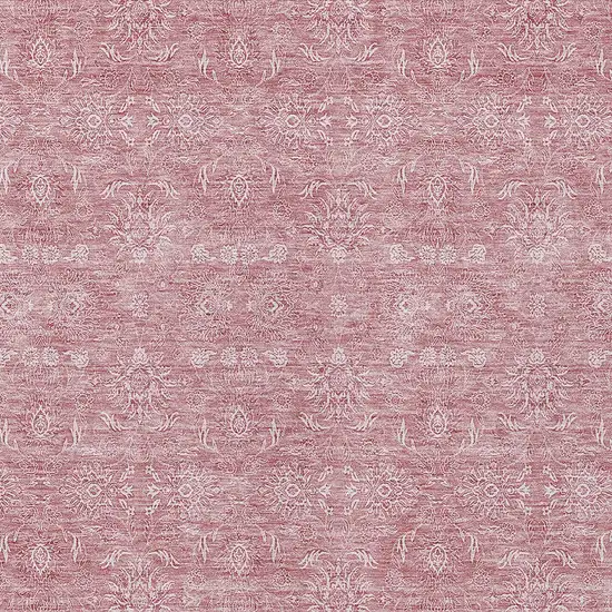 Blush Pink And Ivory Floral Washable Indoor Outdoor Area Rug Photo 3