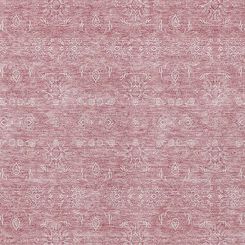 Blush Pink And Ivory Floral Washable Indoor Outdoor Area Rug Photo 3