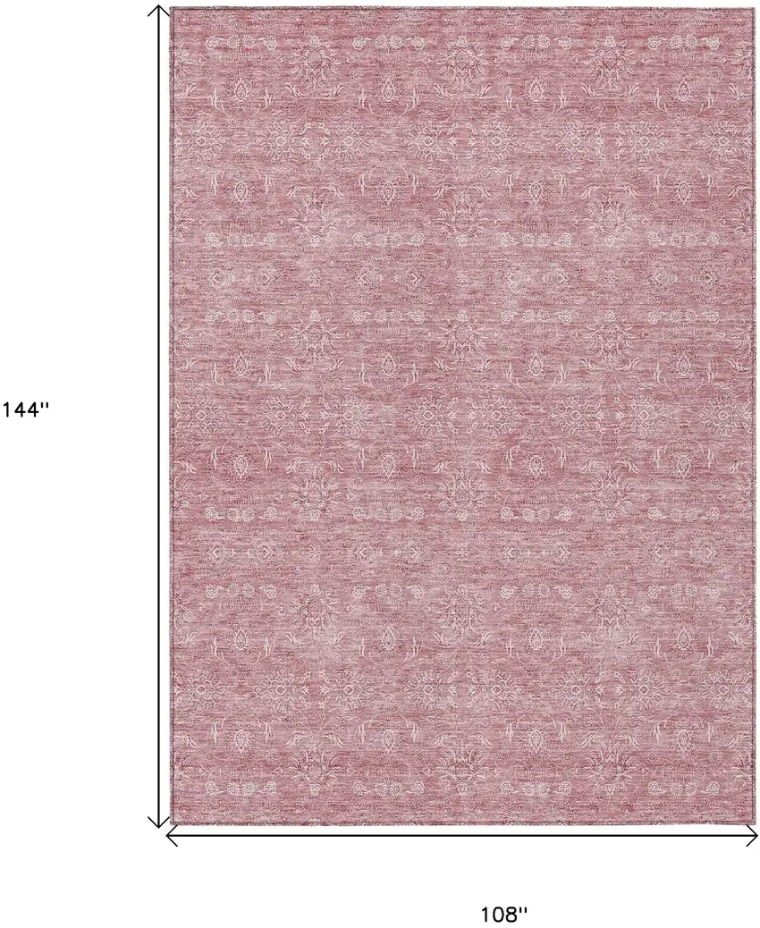 Blush Pink And Ivory Floral Washable Indoor Outdoor Area Rug Photo 9
