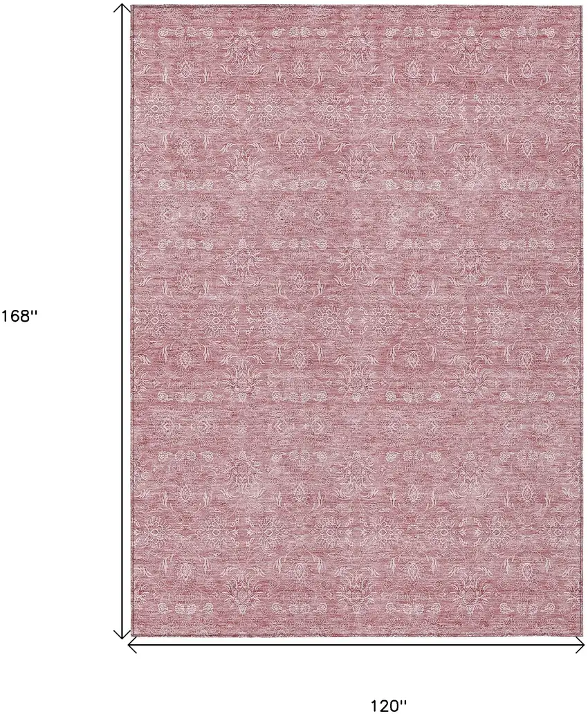Blush Pink And Ivory Floral Washable Indoor Outdoor Area Rug Photo 9