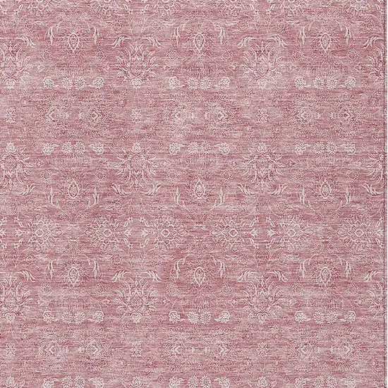 Blush Pink And Ivory Floral Washable Indoor Outdoor Area Rug Photo 3