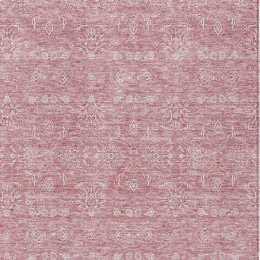 Blush Pink And Ivory Floral Washable Indoor Outdoor Area Rug Photo 3