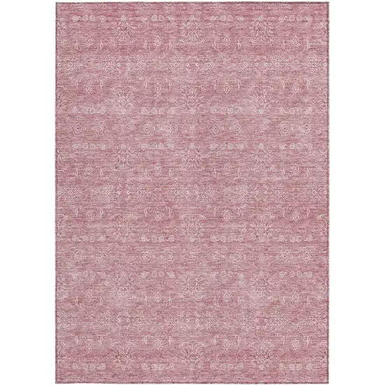 Blush Pink And Ivory Floral Washable Indoor Outdoor Area Rug Photo 4