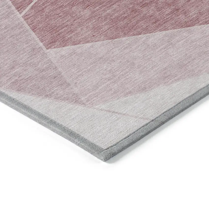 Blush Pink And Ivory Geometric Washable Indoor Outdoor Area Rug Photo 4