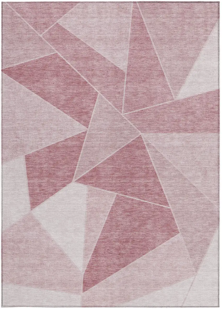 Blush Pink And Ivory Geometric Washable Indoor Outdoor Area Rug Photo 7