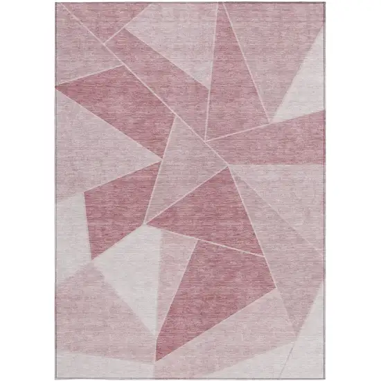 Blush Pink And Ivory Geometric Washable Indoor Outdoor Area Rug Photo 7