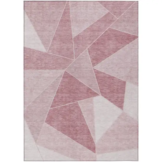Blush Pink And Ivory Geometric Washable Indoor Outdoor Area Rug Photo 2