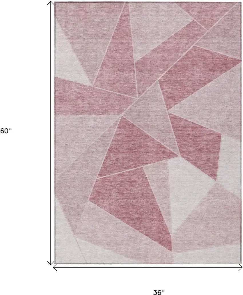 Blush Pink And Ivory Geometric Washable Indoor Outdoor Area Rug Photo 3