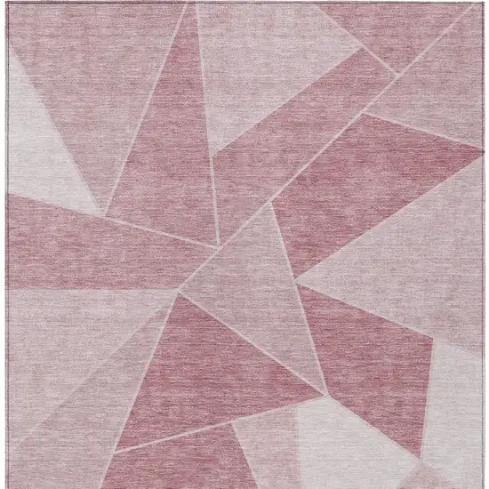 Blush Pink And Ivory Geometric Washable Indoor Outdoor Area Rug Photo 6