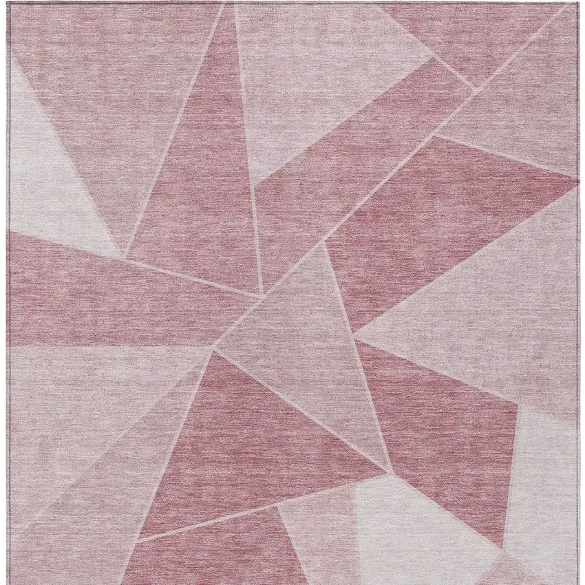 Blush Pink And Ivory Geometric Washable Indoor Outdoor Area Rug Photo 6