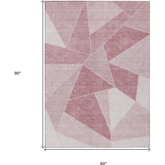 Blush Pink And Ivory Geometric Washable Indoor Outdoor Area Rug Photo 9
