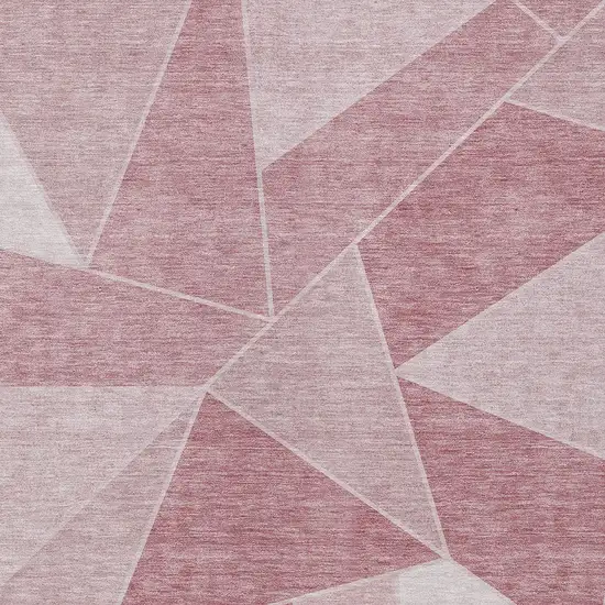 Blush Pink And Ivory Geometric Washable Indoor Outdoor Area Rug Photo 5