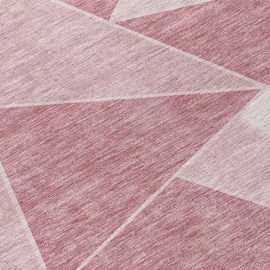Blush Pink And Ivory Geometric Washable Indoor Outdoor Area Rug Photo 4