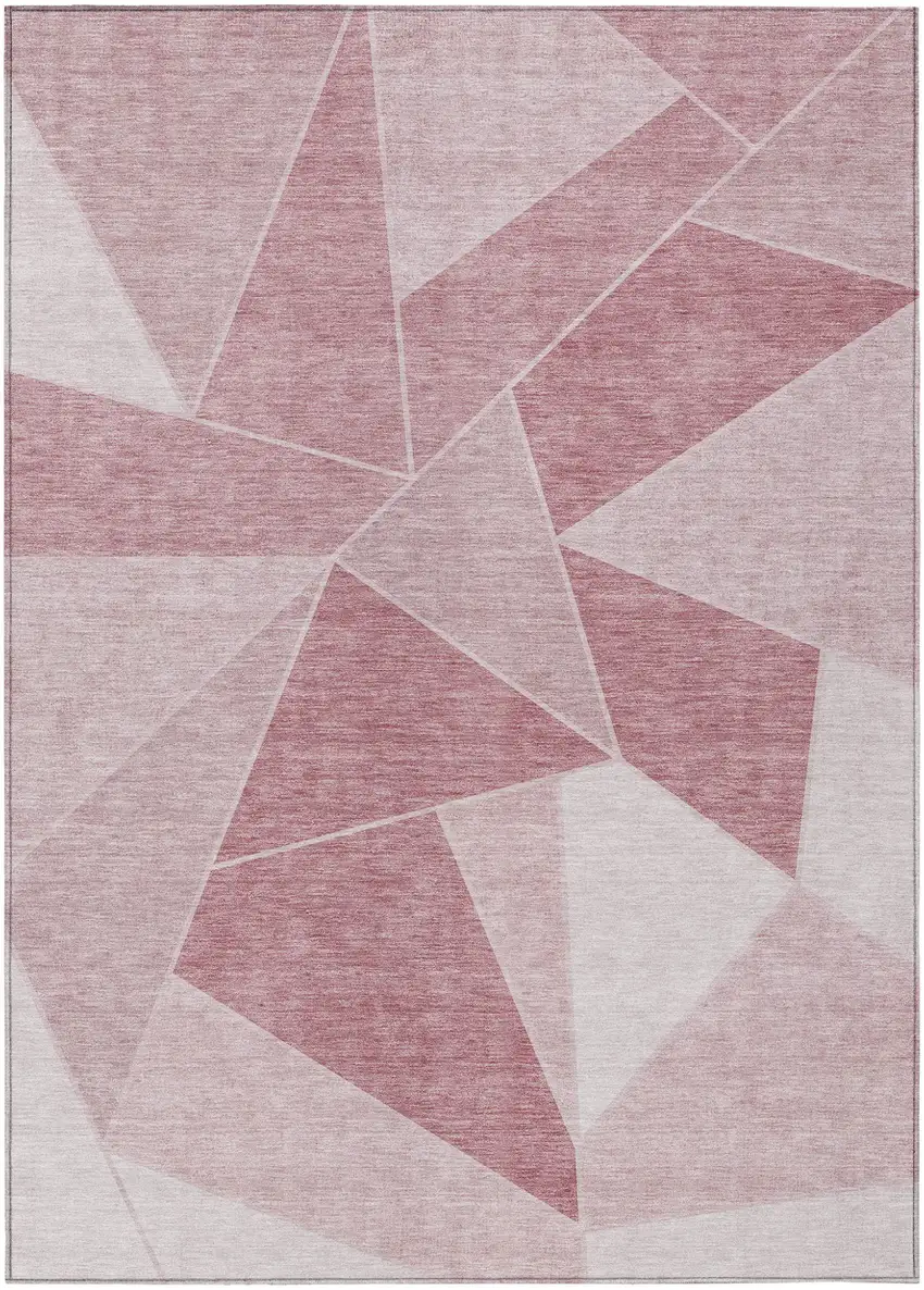Blush Pink And Ivory Geometric Washable Indoor Outdoor Area Rug Photo 2