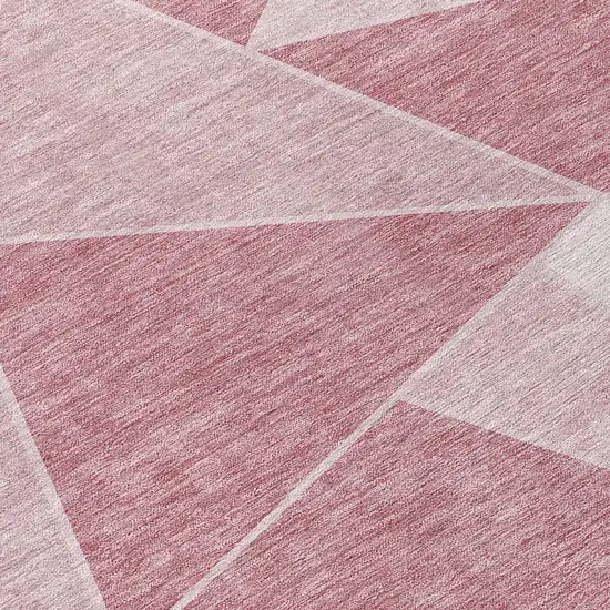 Blush Pink And Ivory Geometric Washable Indoor Outdoor Area Rug Photo 4