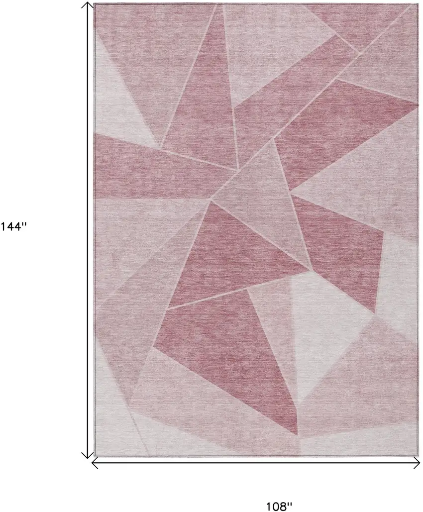 Blush Pink And Ivory Geometric Washable Indoor Outdoor Area Rug Photo 3