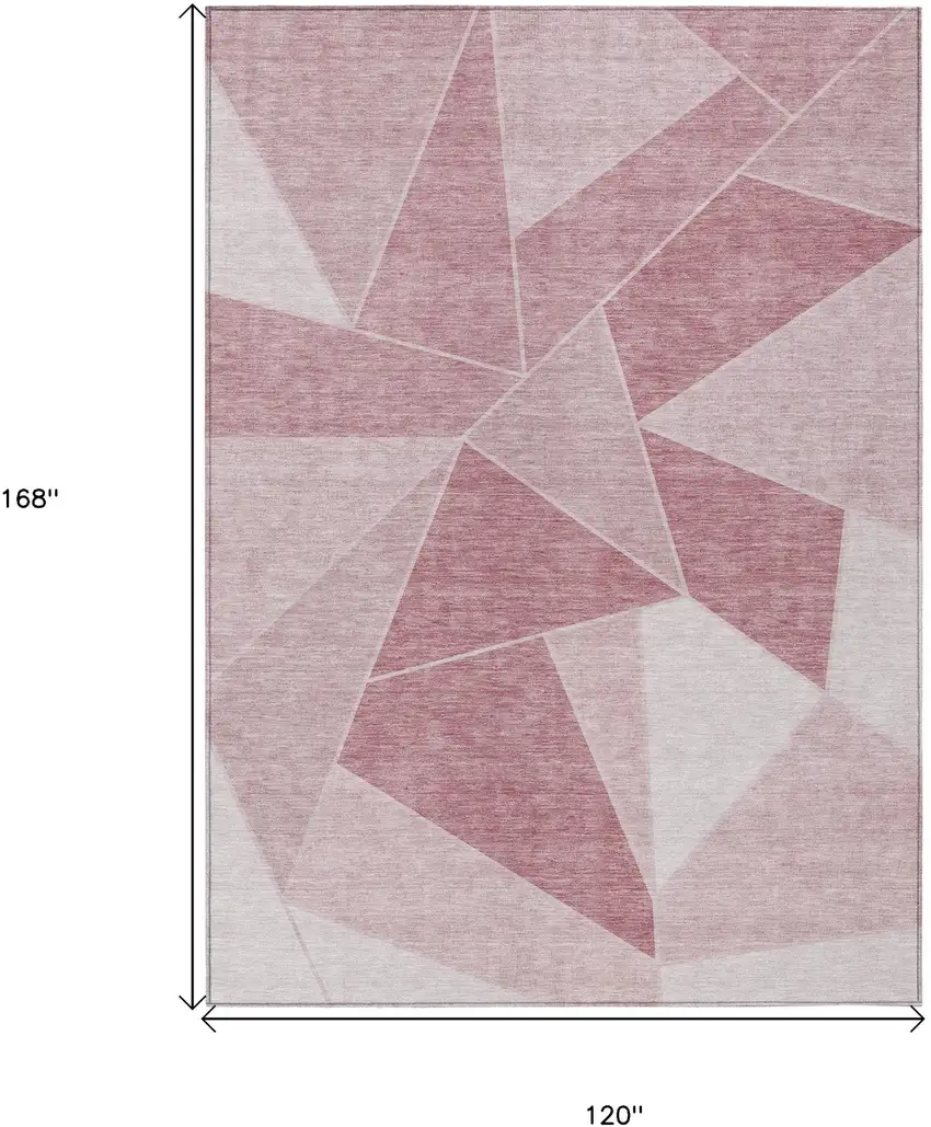 Blush Pink And Ivory Geometric Washable Indoor Outdoor Area Rug Photo 3