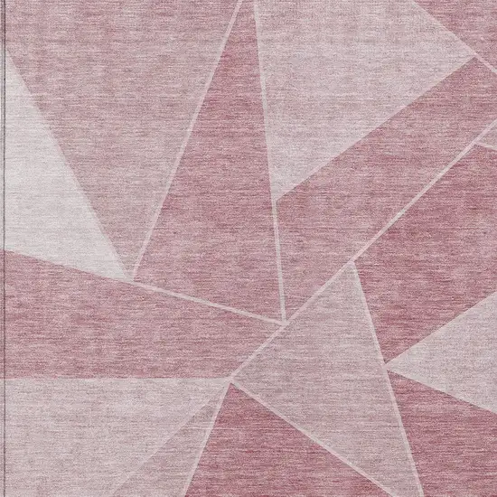 Blush Pink And Ivory Geometric Washable Indoor Outdoor Area Rug Photo 5