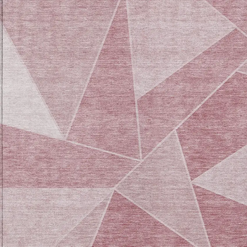 Blush Pink And Ivory Geometric Washable Indoor Outdoor Area Rug Photo 5