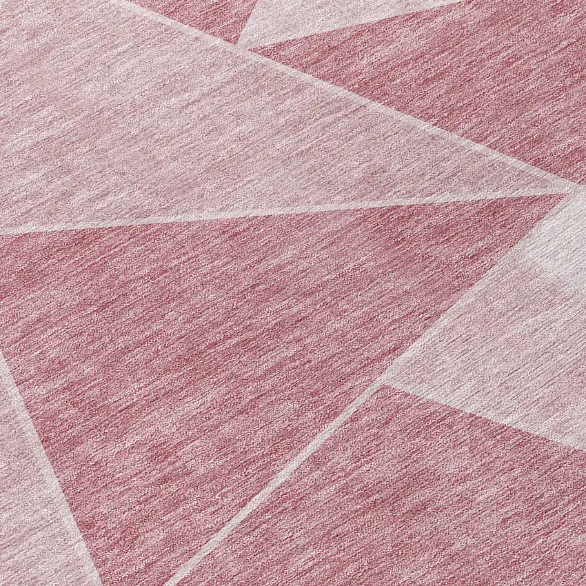 Blush Pink And Ivory Geometric Washable Indoor Outdoor Area Rug Photo 4