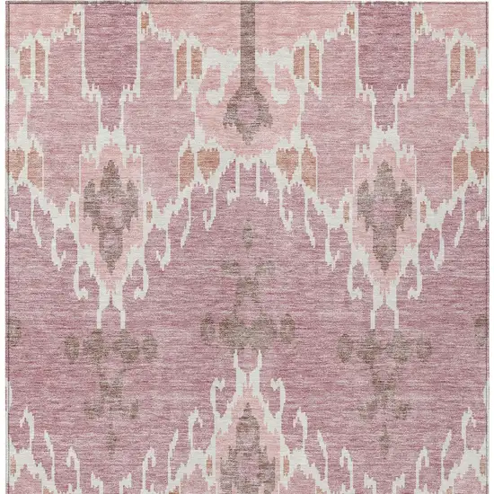 Blush Pink And Ivory Ikat Washable Indoor Outdoor Area Rug Photo 5